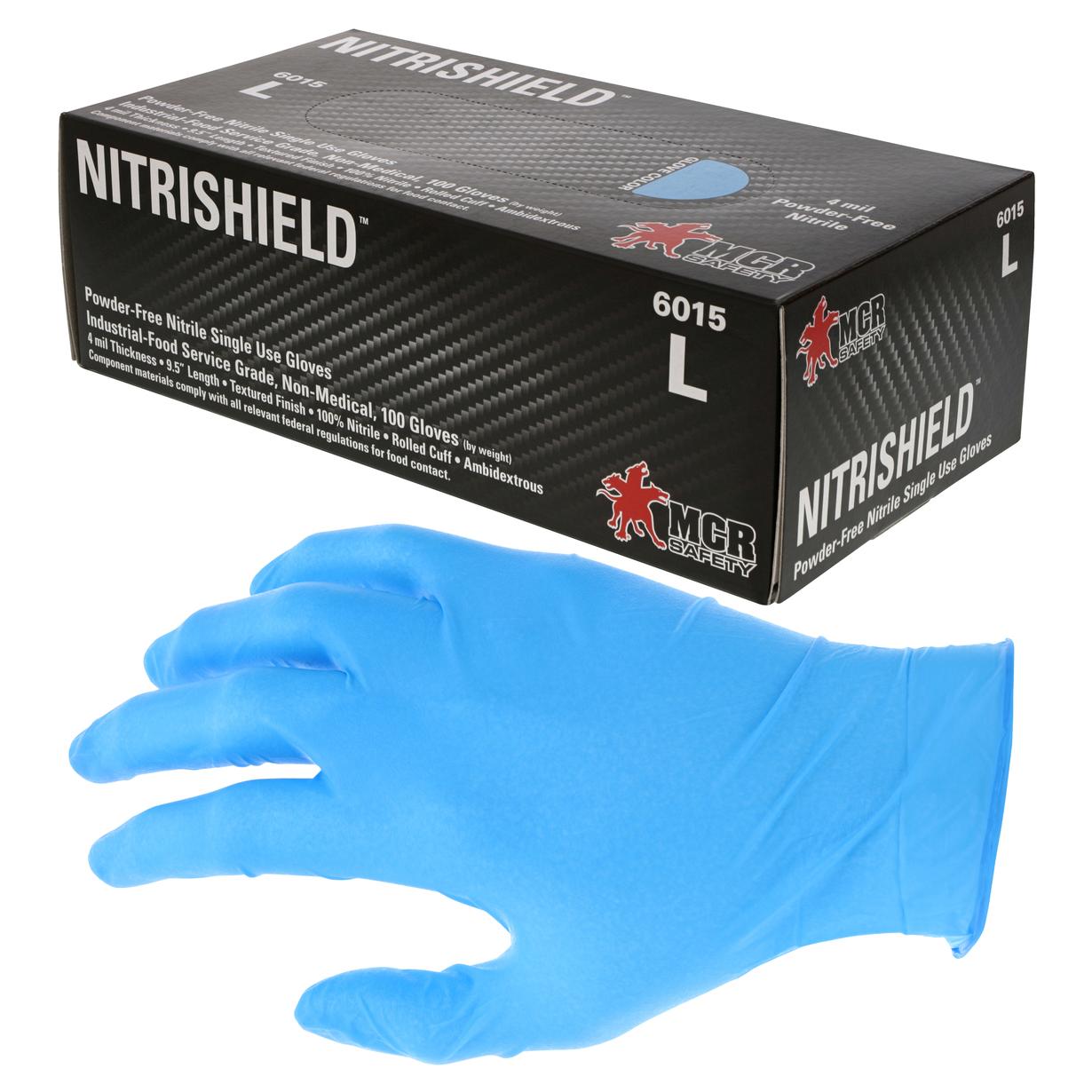 MCR Safety 6015 NitriShield Disposable Industrial Grade Nitrile Gloves