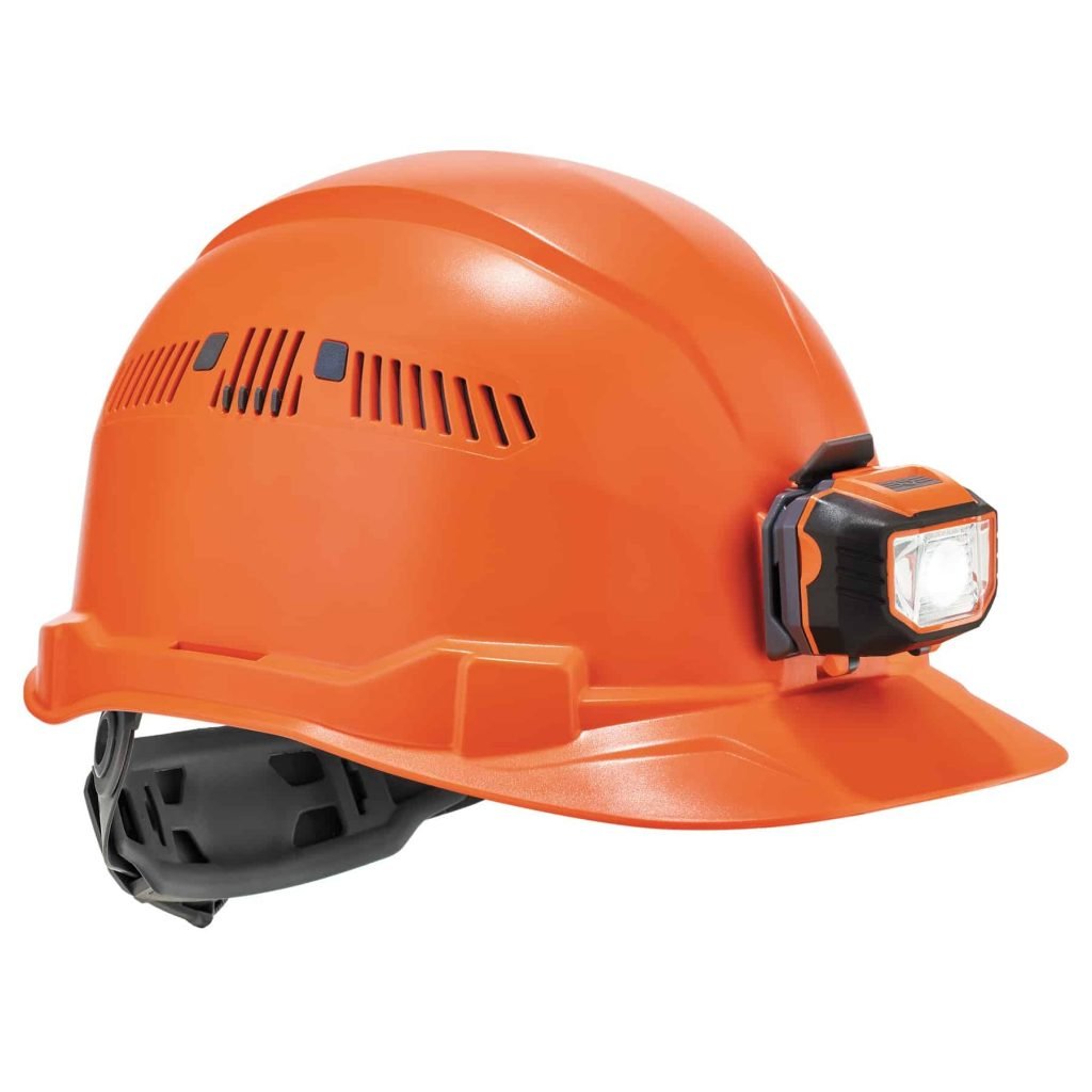 Ergodyne Skullerz Hard Hats that also Vented and has a LED Headlamp