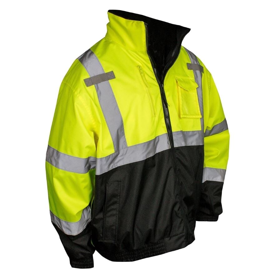 Radians SJ210B-3ZGS high visibility black bottom bomber jacket