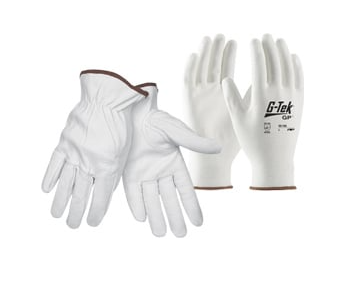 White and Clear work gloves