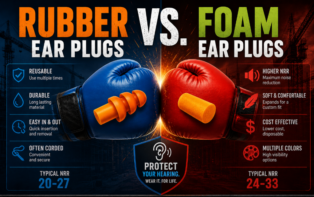 Rubber vs. Foam Ear Plugs